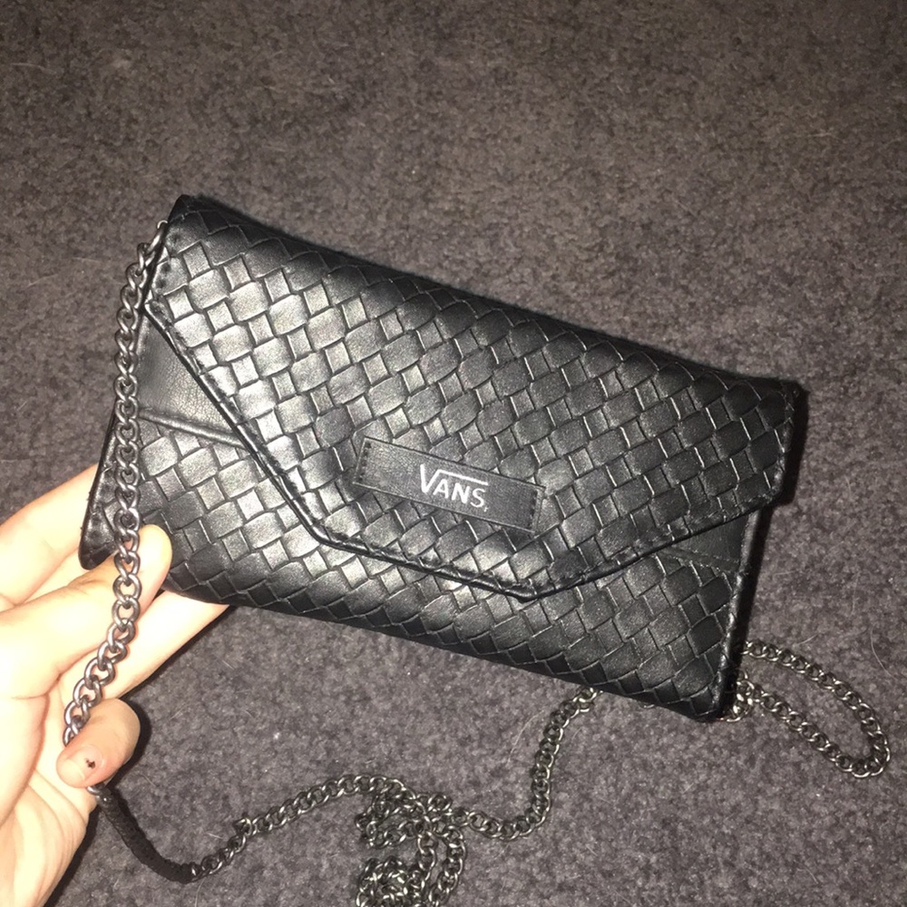 Black faux leather vans wallet